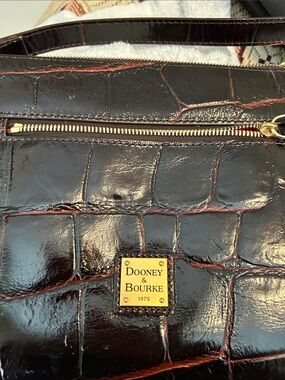 Dooney & Bourke Crocodile -Embossed Patent Leather Shoulder Bag in Deep Wine